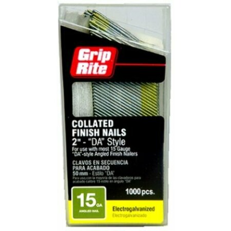 GRIP-RITE Pneumatic Nail, 1-1/2 in L, 15 ga, Electro Galvanized GRDA17GLM